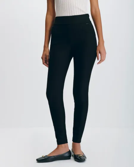 Leggings Negro Pretina Ancha Bolsillos Cierres