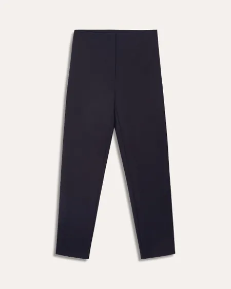Pantalón Recto Tiro Alto De Punto Negro