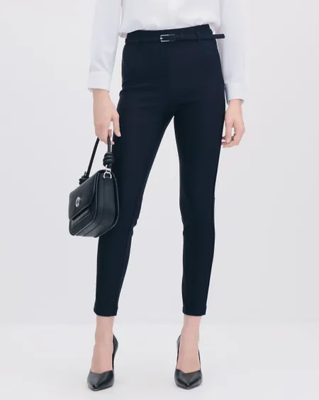 Leggings Azul Marino Tiro Alto Con Cinturón