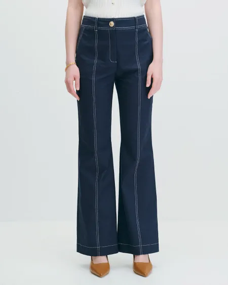 Pantalón Acampanado Tiro Alto Tipo Denim