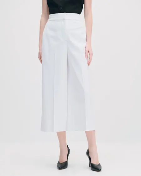 Pantalón Culotte Blanco Tiro Alto Pretina Enresortada