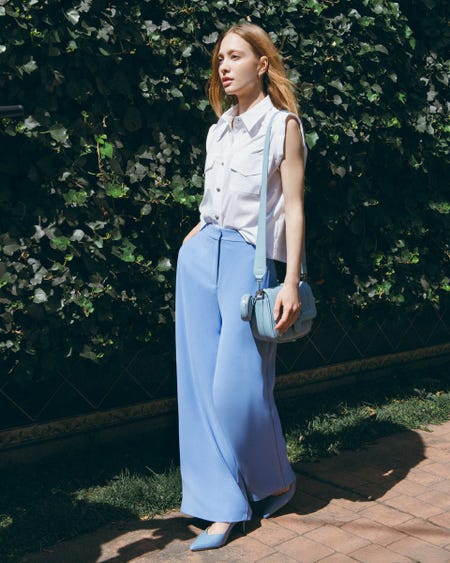 Pantalón Palazzo Tiro Alto Azul Azulino