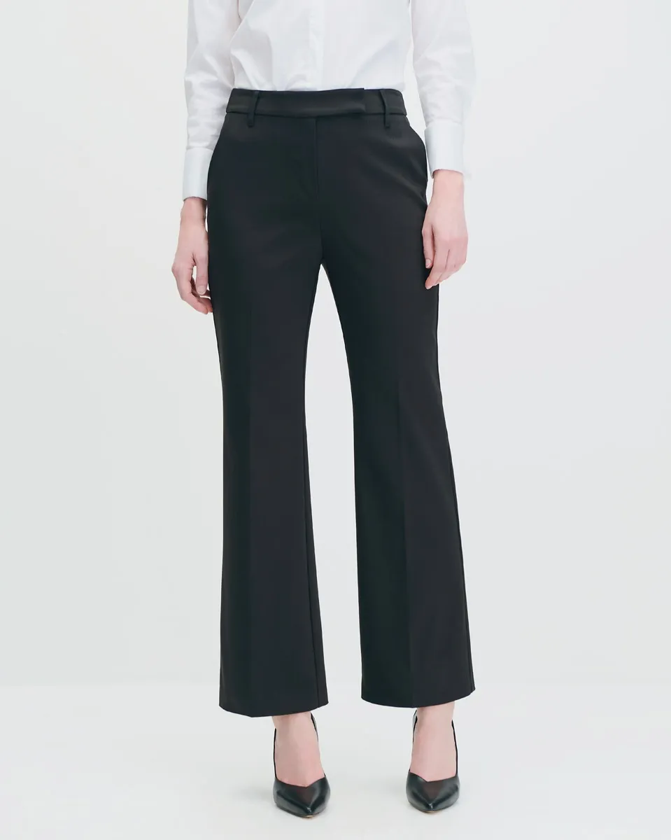 Pantalón Recto Fluido Tiro Alto Negro Pretina Pasada 