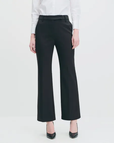 Pantalón Recto Fluido Tiro Alto Negro Pretina Pasada