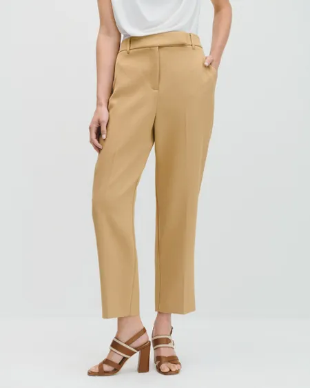 Pantalón Recto Tiro Alto Amarillo Musgo Tejido De Canasta