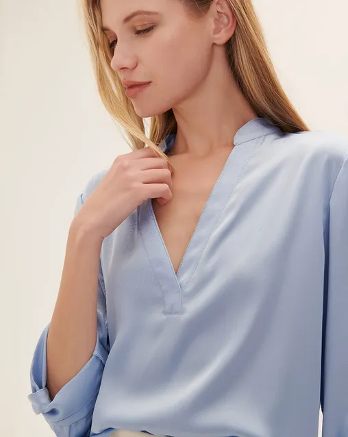 Moda Outfit Blusa Azul Cielo Mujer Ropa Blusa Azul Celeste Outfit