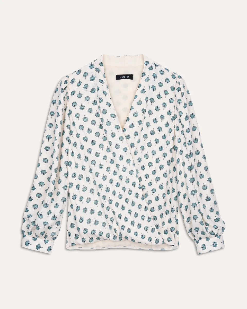 Blusa Envolvente Estampado Floral Verde 