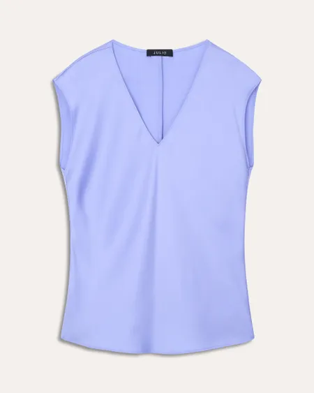 Blusa De Satín Escote V Lila