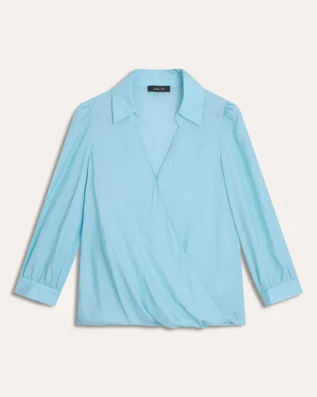 Blusa Envolvente Aqua De Jacquard Mini Lunares
