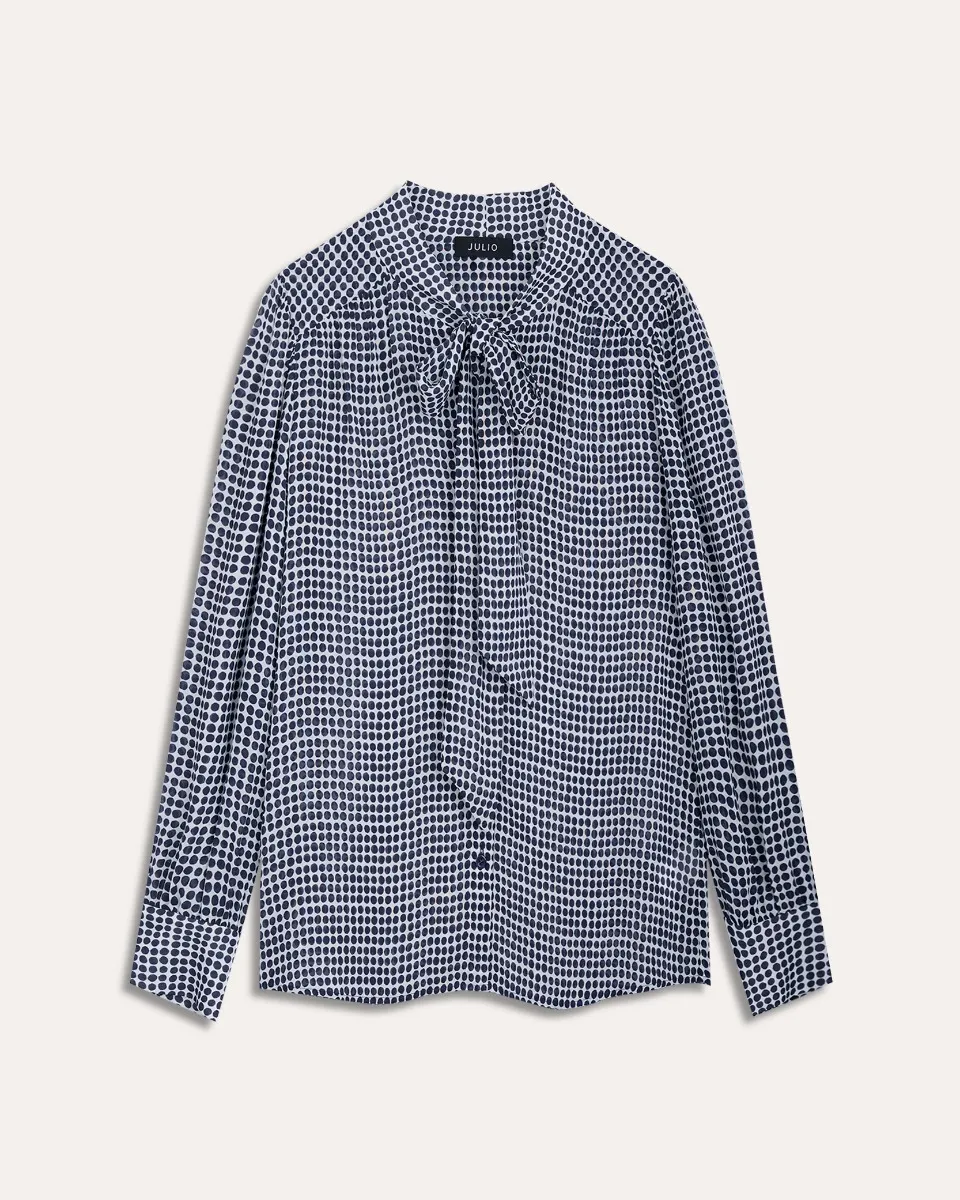 Blusa Estampado Lunares Con Corbatín 