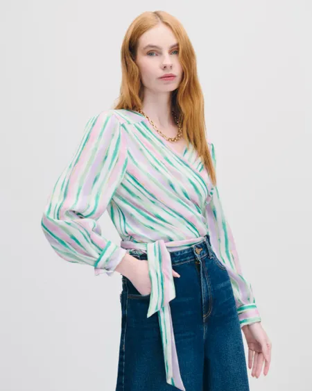 Blusa Envolvente Estampado Tie Dye Con Amarre