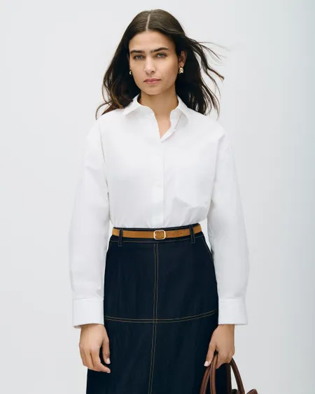 Camisa Blanca Oversize Punta Francesa En Aletilla