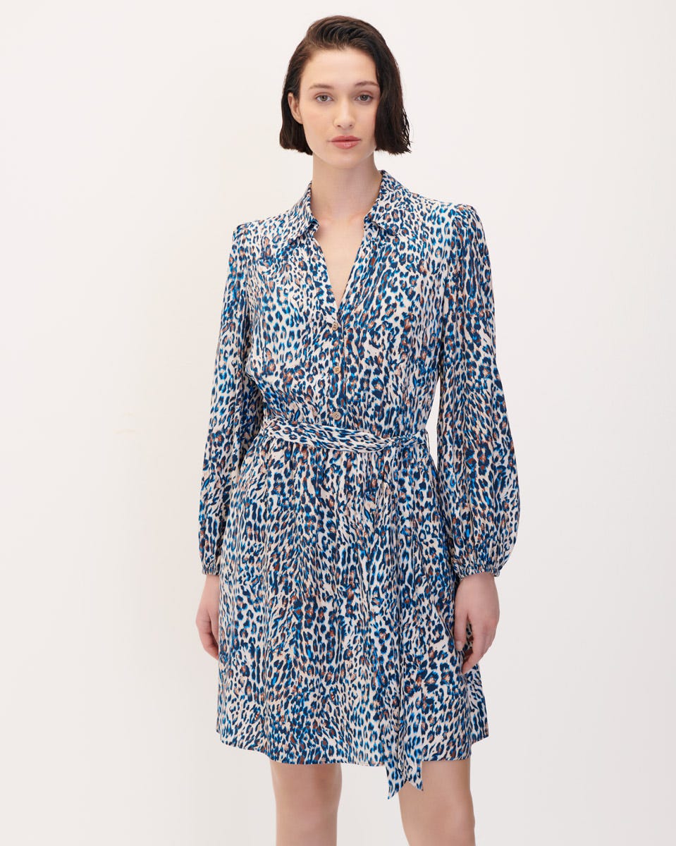 Vestido azul sales animal print