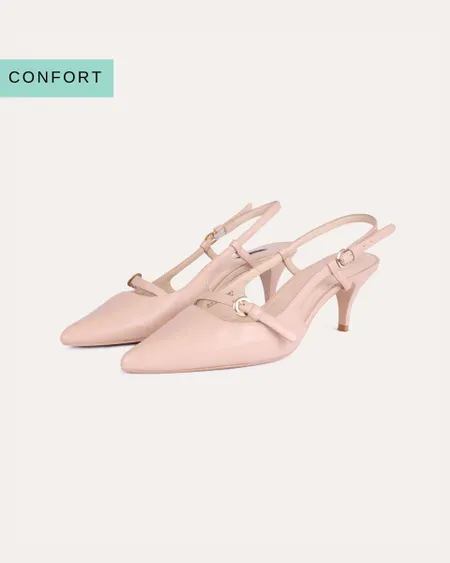 Zapatilla Kitten Slingback De Piel Nude