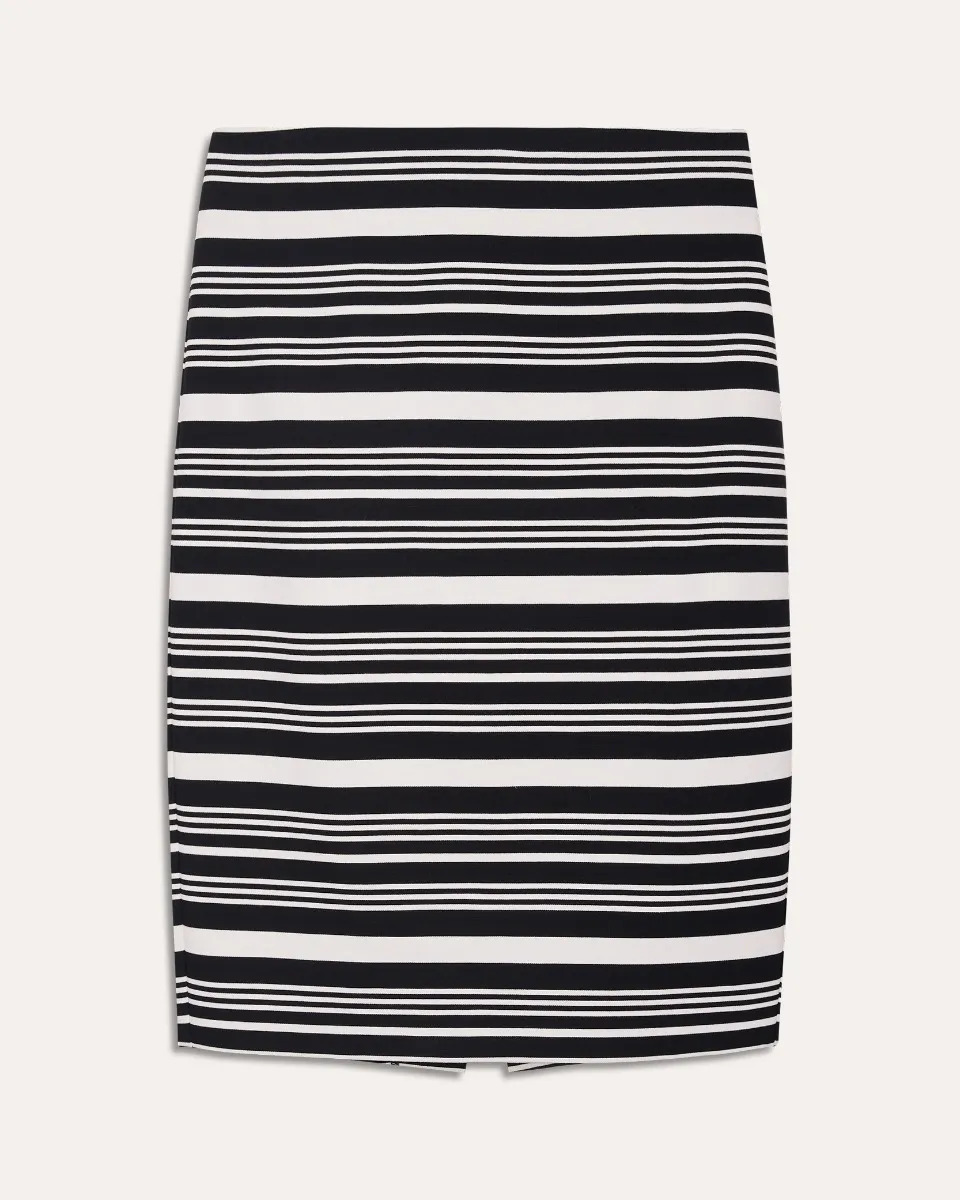 Falda Lápiz De Punto A Rayas 