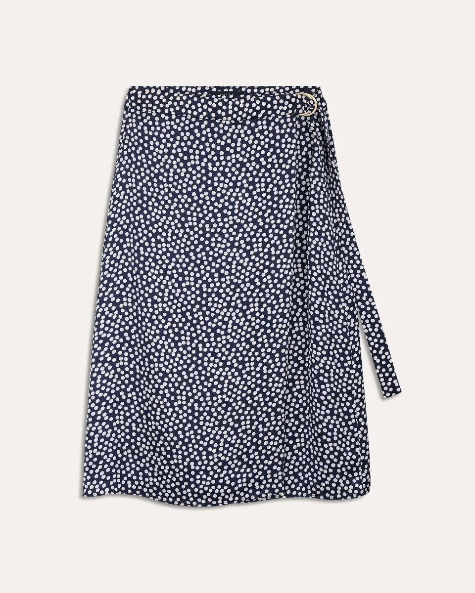 Falda Midi Envolvente De Satín Estampado Lunares 