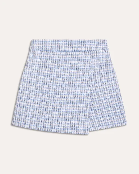 Falda Short Azul Celeste De Tweed
