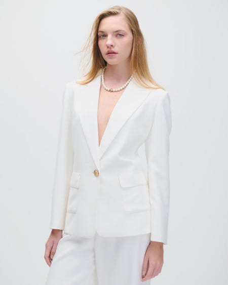 Blazer Blanco Largo Solapa De Pico