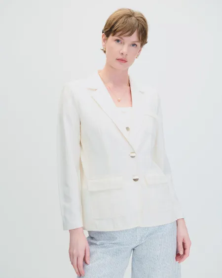 Blazer Natural Efecto Corrugado Bolsillos Cartera