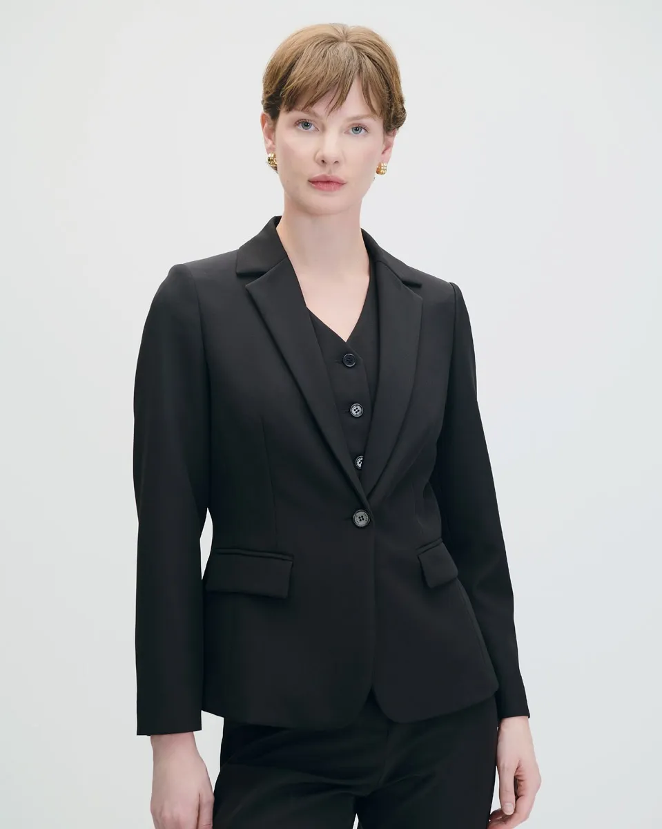 Blazer Negro Pinzas Y Hombreras 