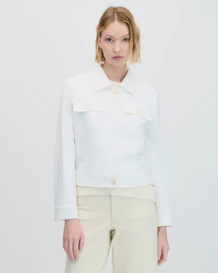 Chaqueta Off White Cuello Camisero Efecto Flamé