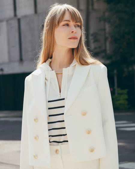 Saco Corto Natural Cruzado Stretch Corte Francés Solapa De Pico