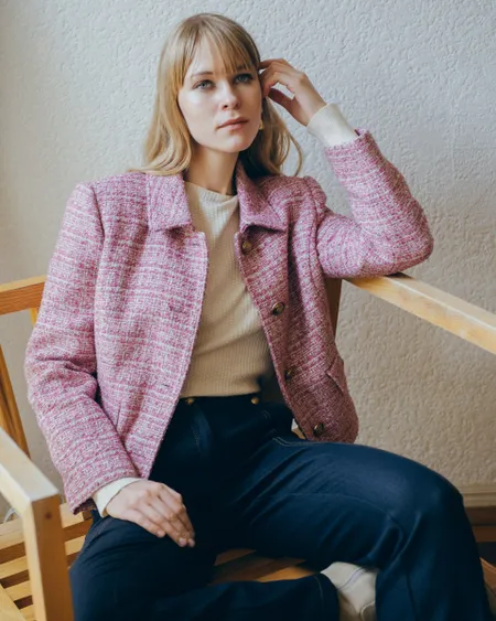 Saco De Tweed Rosa Con Lúrex Corte Francés Botones Dorados