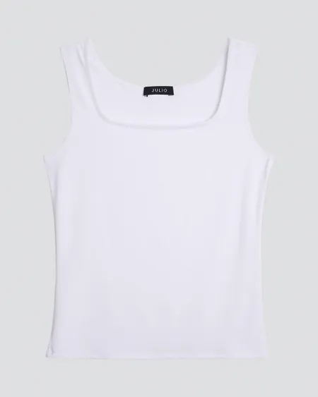 Top Blanco Básico Escote Cuadrado Tirante Ancho