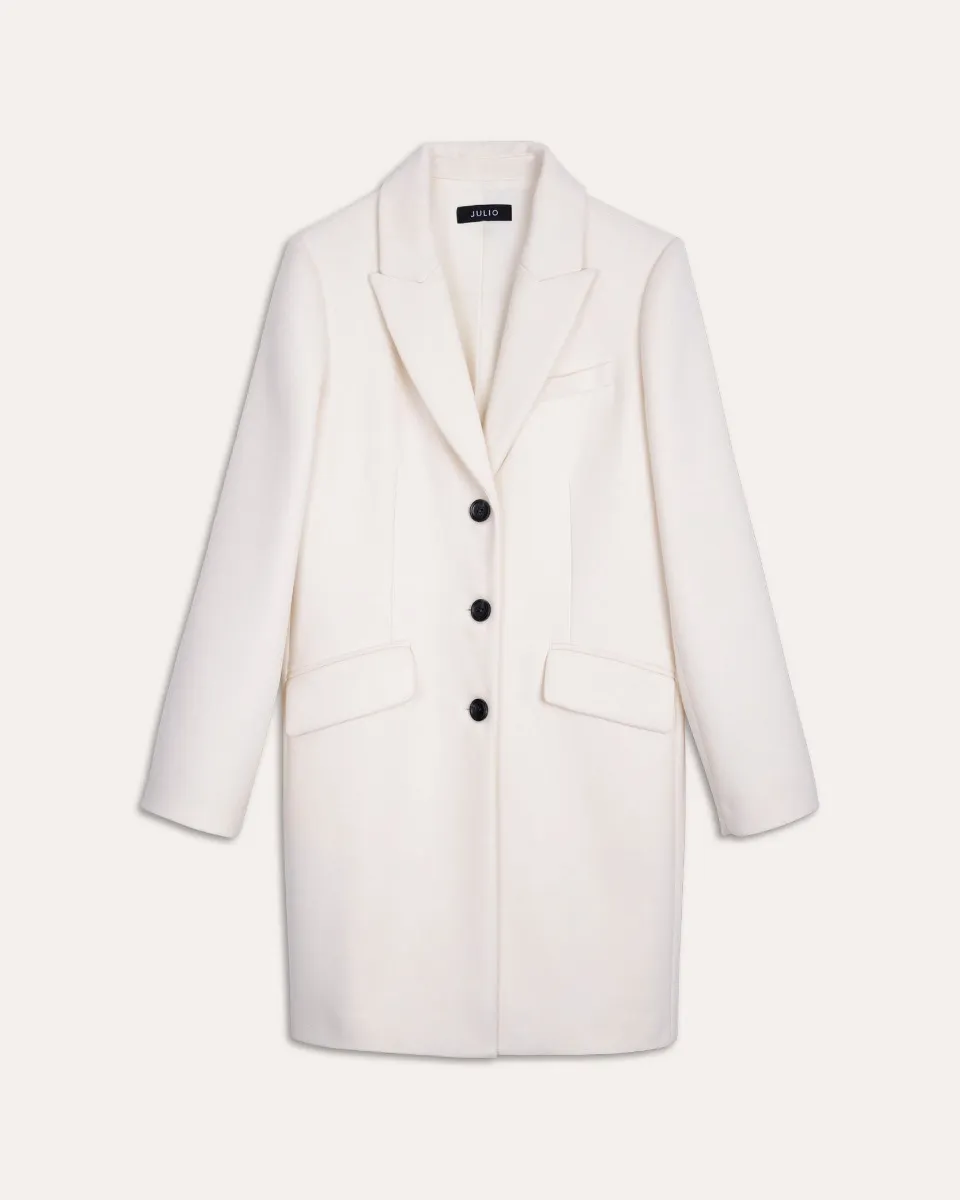 Abrigo Crema Largo 3/4 Solapa De Pico 