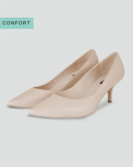 Zapatilla De Piel Kitten Nude