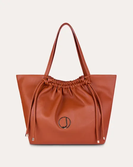 Bolsa Tote Caramelo Jaretas Fruncidas