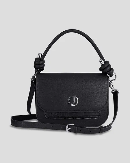 Bolsa Flap Negra Croco En Combinación