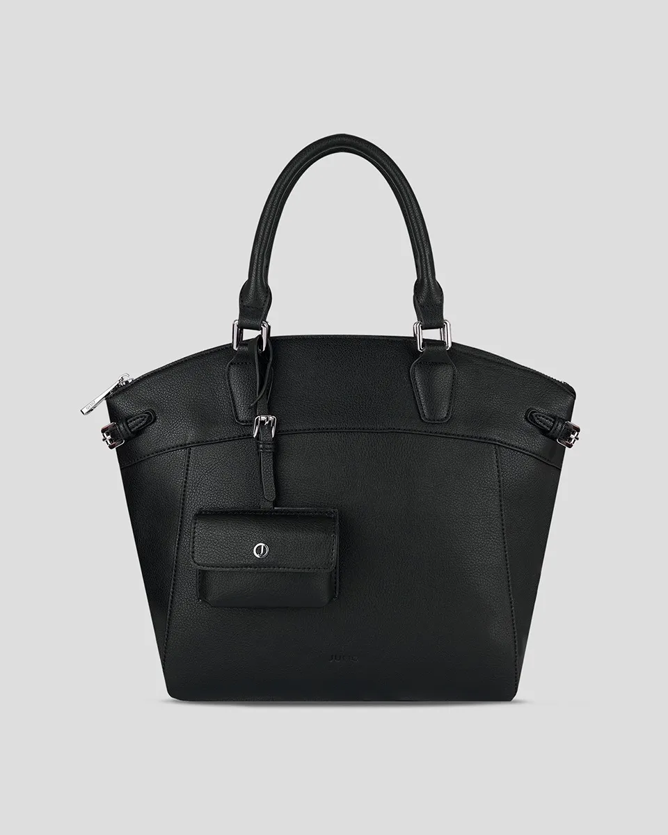 Bolsa Satchel Negra Hebillas Y Monedero  