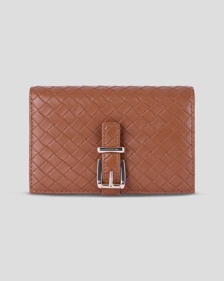 Cartera Caramelo Tejido Entrelazado Con Hebilla