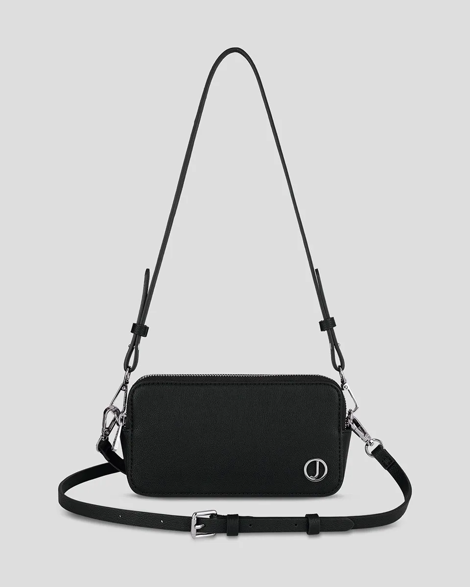 Cartera Crossbody Negra Doble Cierre  