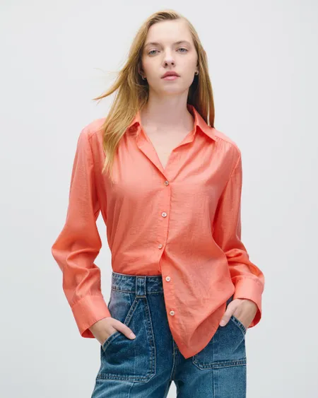 Blusa Camisera Coral Efecto Corrugado