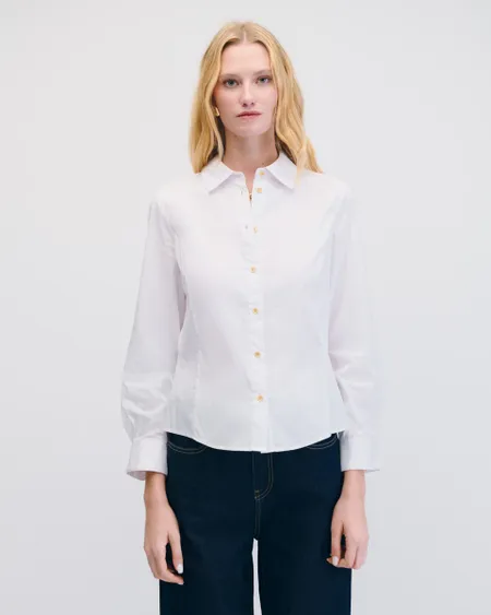 Camisa Blanca Botones Dorados