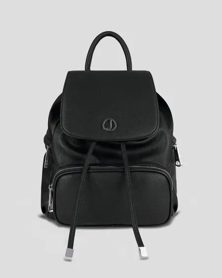Mochila Chica Negra De Vinipiel Multibolsillos