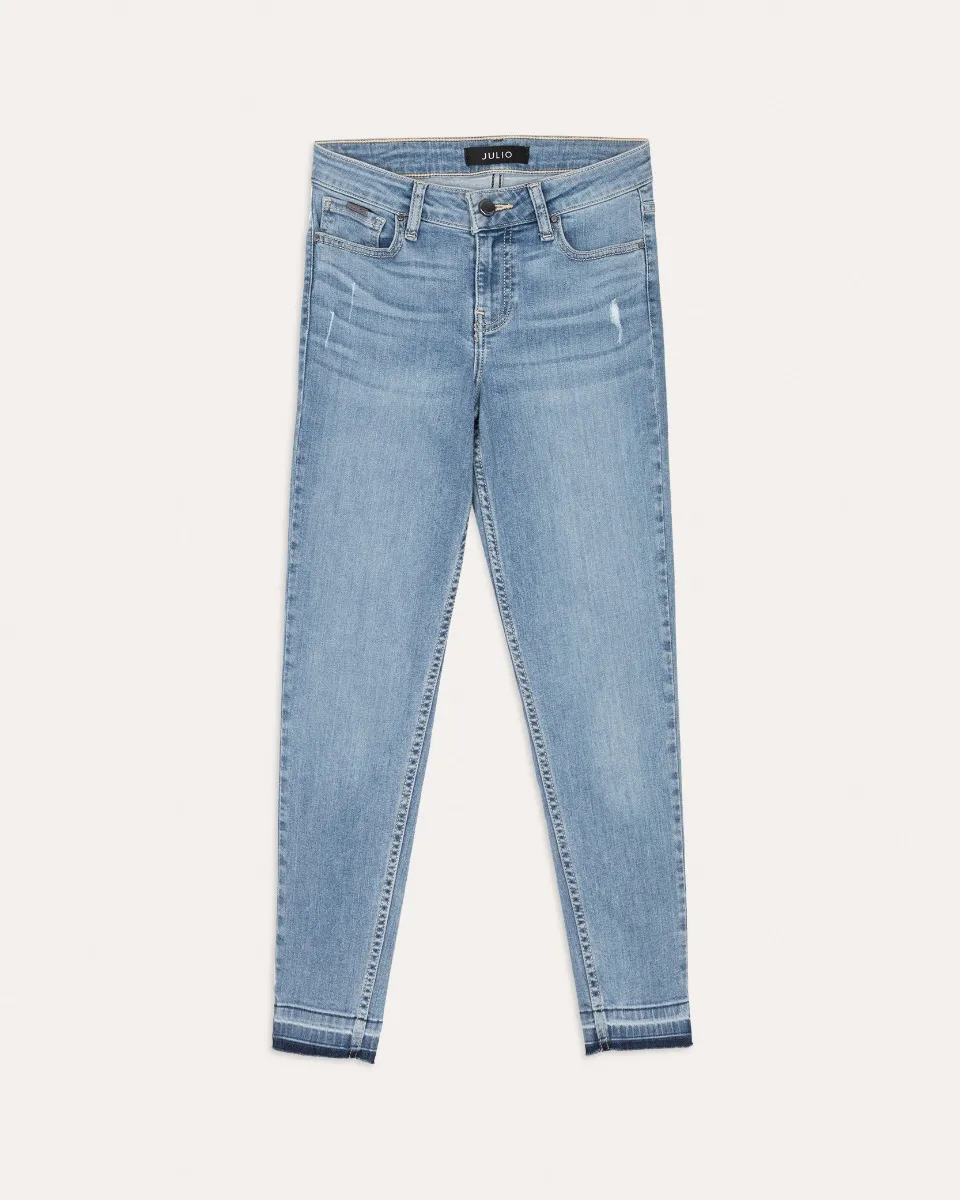 Jeans Azul Skinny Acabado Deshilado 