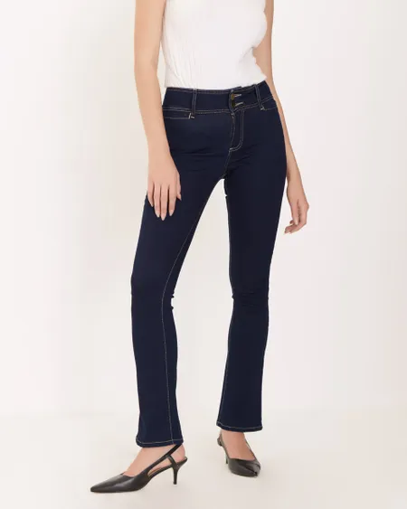 Jeans Azul Marino Acampanados Pretina Ancha