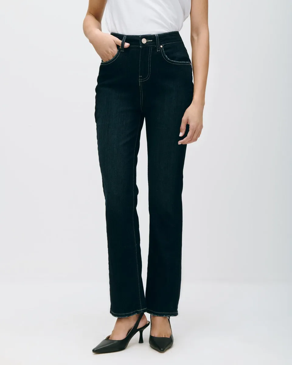 Jeans Acampanados Tiro Alto Índigo 