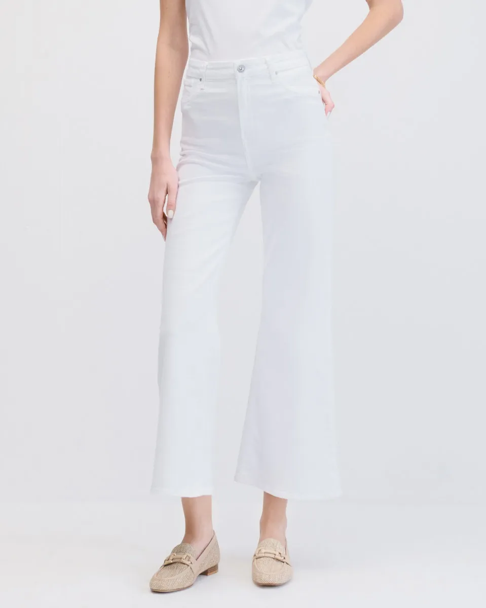 Jeans Flare Tiro Alto Blancos 