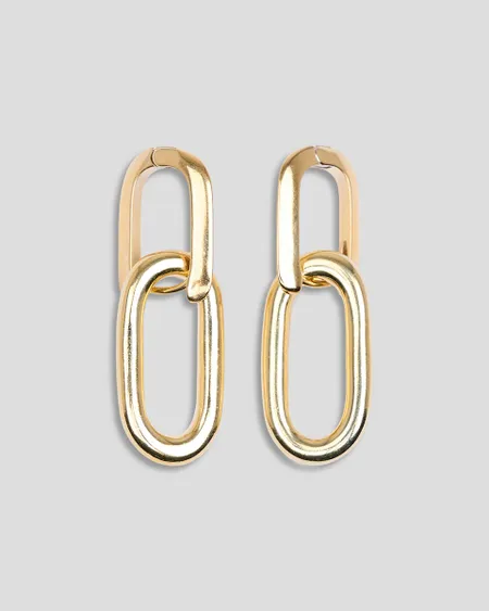 Aretes Eslabones Baño De Oro