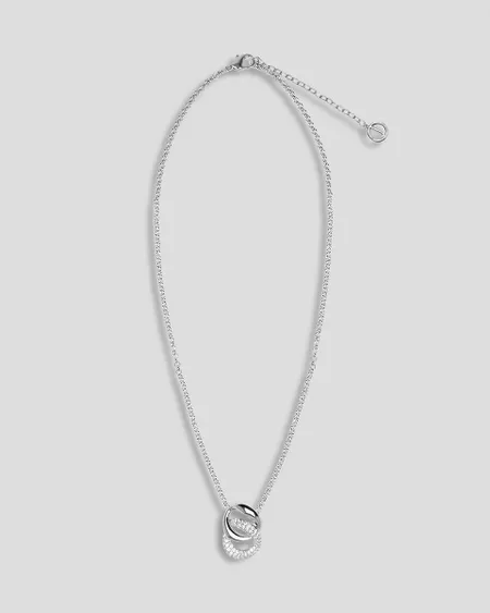 Collar Princesa Dije Aros Entrelazados Rodio Cristales Pavé