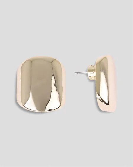 Aretes Baño De Oro Cuadrado Chunky