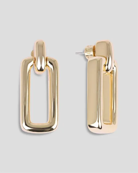 Aretes Baño De Oro Rectángulo