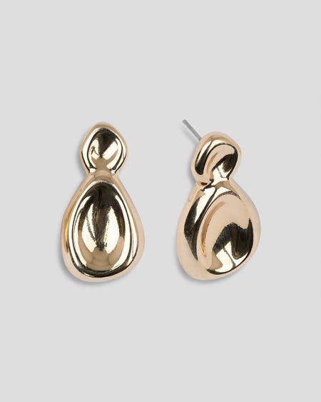 Aretes Doble Gota Irregular Baño De Oro