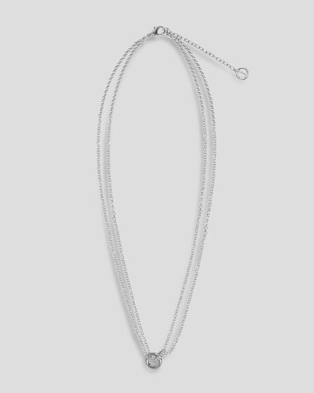 Collar Princesa De Rodio Doble Cadena Aros Entrelazados Cristales Pavé