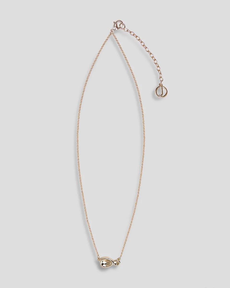 Collar Princesa Doble Gota Irregular Baño De Oro 