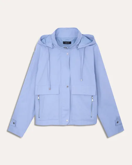 Chamarra Parka Azul Celeste Capucha Desmontable